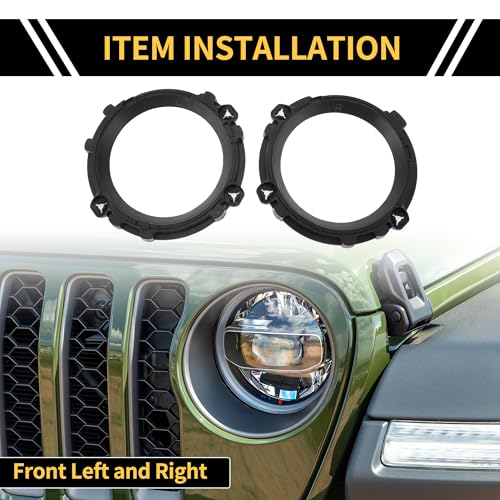 REPAIROCK Compatible with Jeep Wrangler TJ 1997-2007, 1 Pair Headlight Mounting Brackets, Left and Right 7-Inch Round Headlamp Bezels