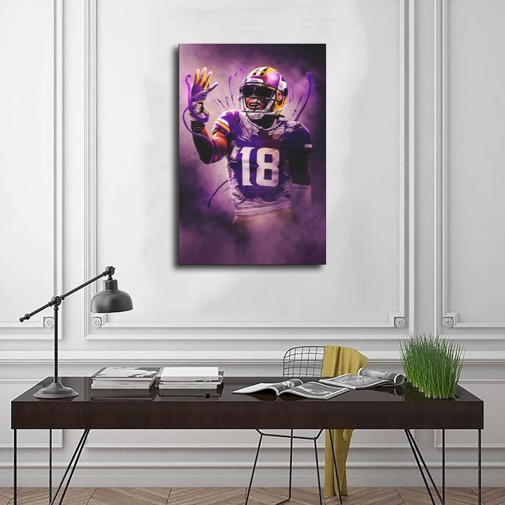 Sports Poster Justin Jefferson Canvas Poster Wall Art Decor Print Picture Paintings for Living Room Bedroom Decoration 12x18inch(30x45cm) Unframe: