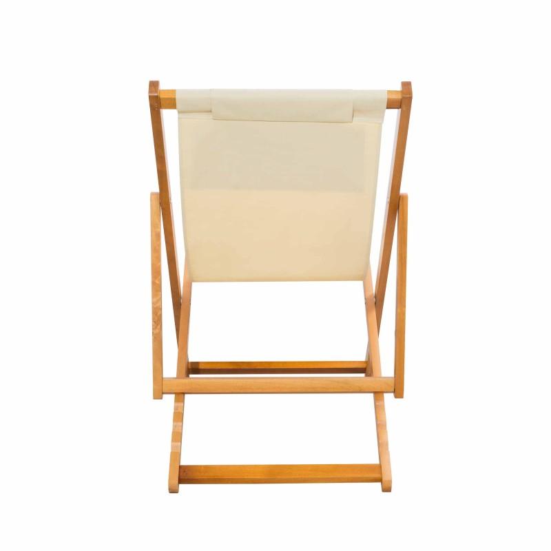 Mobilier Raineau - Chili_beige - Beige - Chilienne Pliante En Bois - Dossier 4 Positions - Coussin 5 Cm