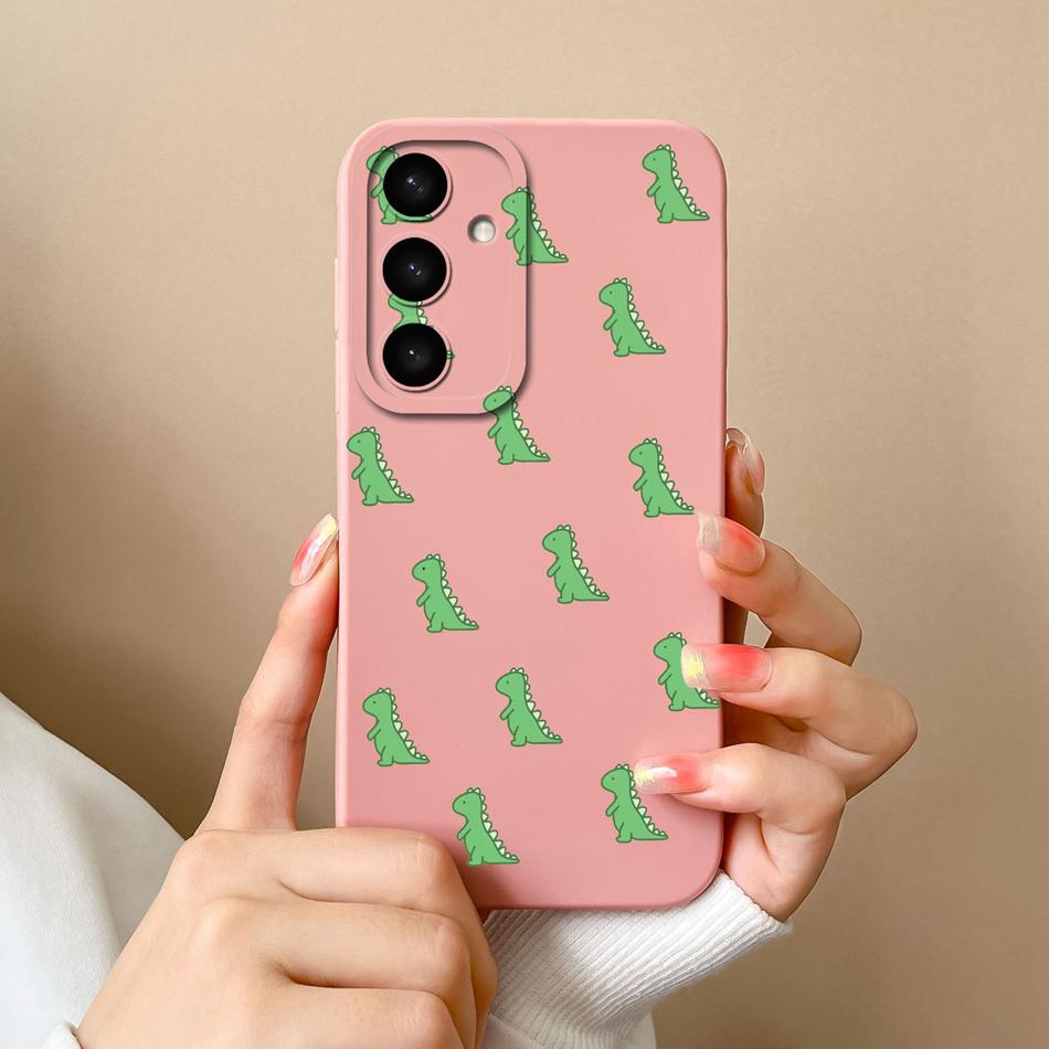 Case For Samsung S24 Plus Ultra Dinosaur Soft Liquid Silicone Lens Protection Anti Choc Cover For Galaxy S 24 S24+ S24Ultra Capa