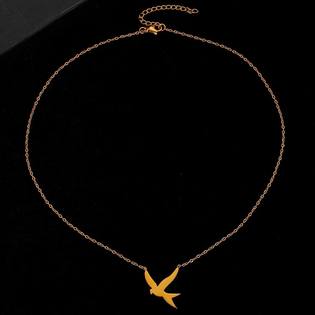 Fashion Simple Cute Golden Personalized Stainless Steel Bird Necklace Pendant Peace Dove Swallow Collarbone Chain