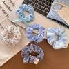 2026 Blue Bow Lace Large Intestine Hair Band Women's Small Fresh Satin Headband Hair Accessories