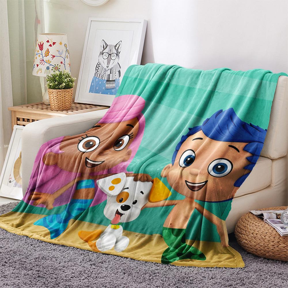 Bubble Guppies  Print Flannel Blanket, High Quality Comfortable for All Seasons, Home Decor, Warmth and Comfort