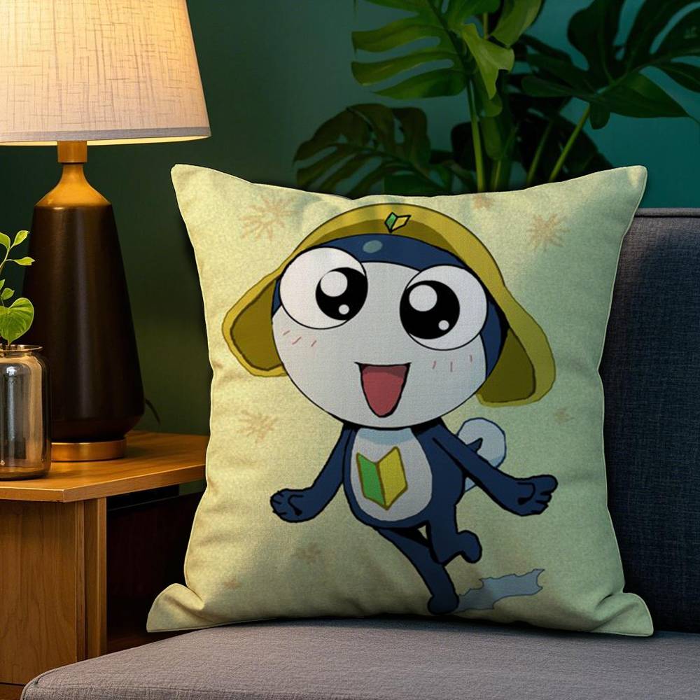 KKeroro GGunsou Frog Pillow Case Plush Fabric Soft Double Sided Print Sofa Cushion Cover Throw Pillow Covers