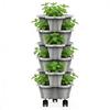 6-Tier Plant Tower With Wheels Stackable Plant Towers ABS Vertical Planter Tower For Strawberry Green Ivy Balcony Terrace