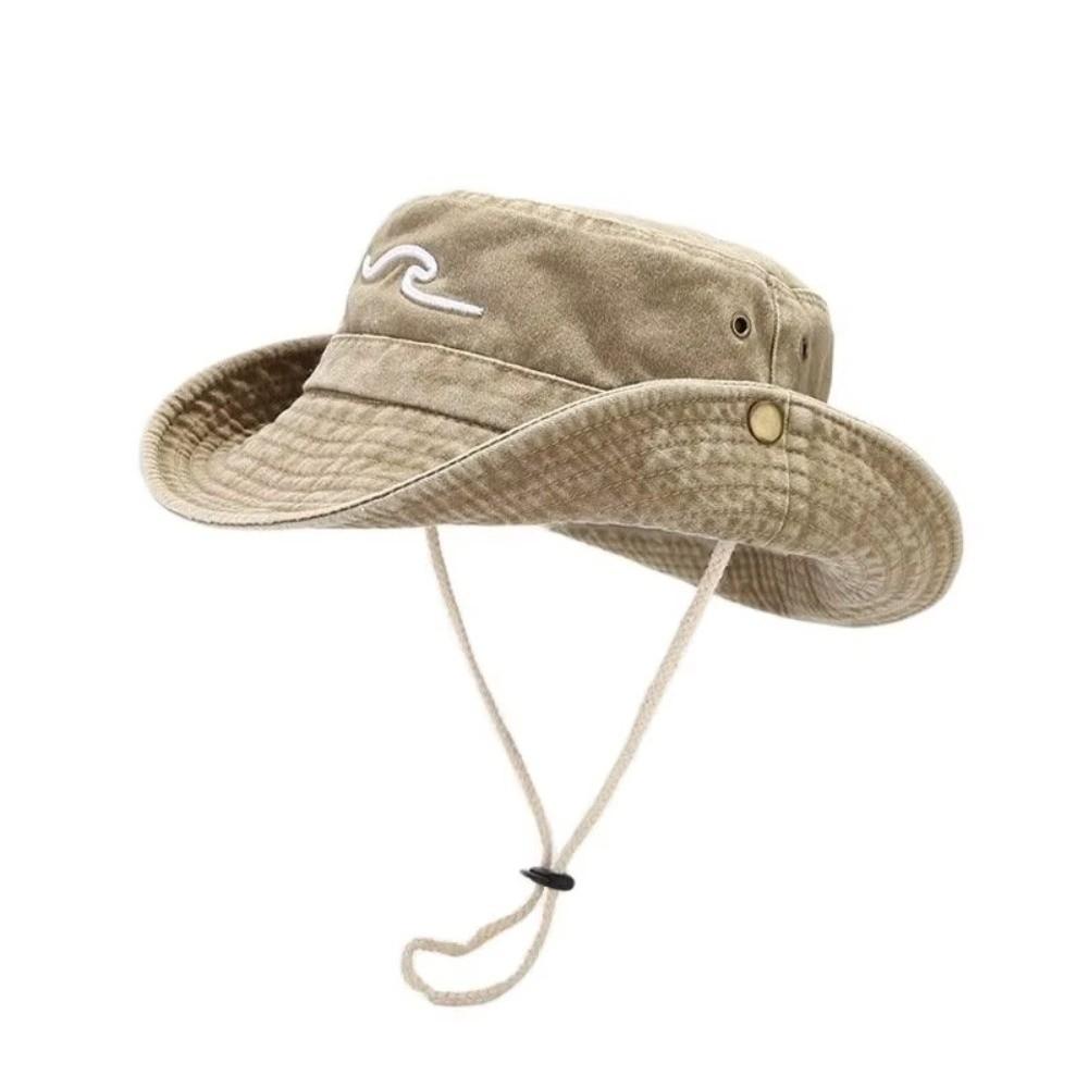Cotton Bucket Hat Breathable Sunshade Design Sun Cap Sunscreen Protection Embroidered Pattern Fisherman Hat Camping Activities