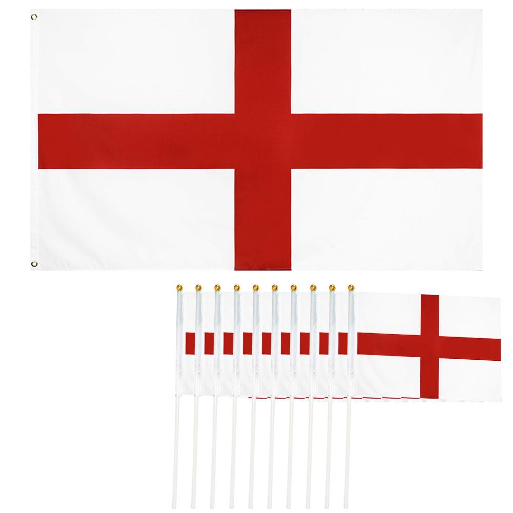 St George Cross Flags 33ft Fabric St Georges England Bunting 30 Flags England Flags on Sticks for Football Event Bar Party Decor