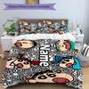 3pcs Duvet Cover Set (1*Duvet Cover + 2*Pillowcase, Without Core), Custom Name Cartoon comics Pattern Bedding Set, Home Bedroom Decor Gift