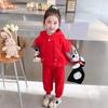 Trendy Girls' Cartoon Sweatshirt and Pants Set - Casual and Sporty Two-Piece Outfit