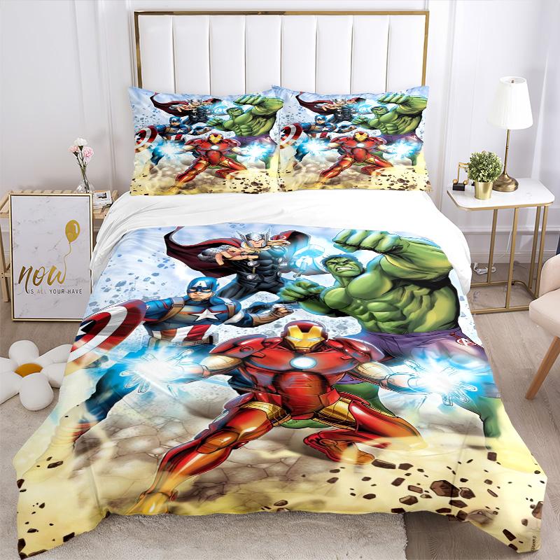 Avengers Heroes United Print 3Pcs Bedding Setduvet Cover With 2 Bedropillowcase Home Birthday Gift
