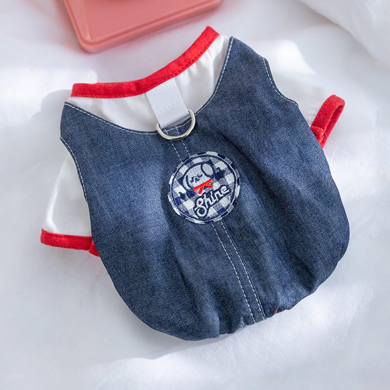 Vestido Vaquero Primavera-Verano: Falda de tirantes estilo Hong Kong para perros y gatos