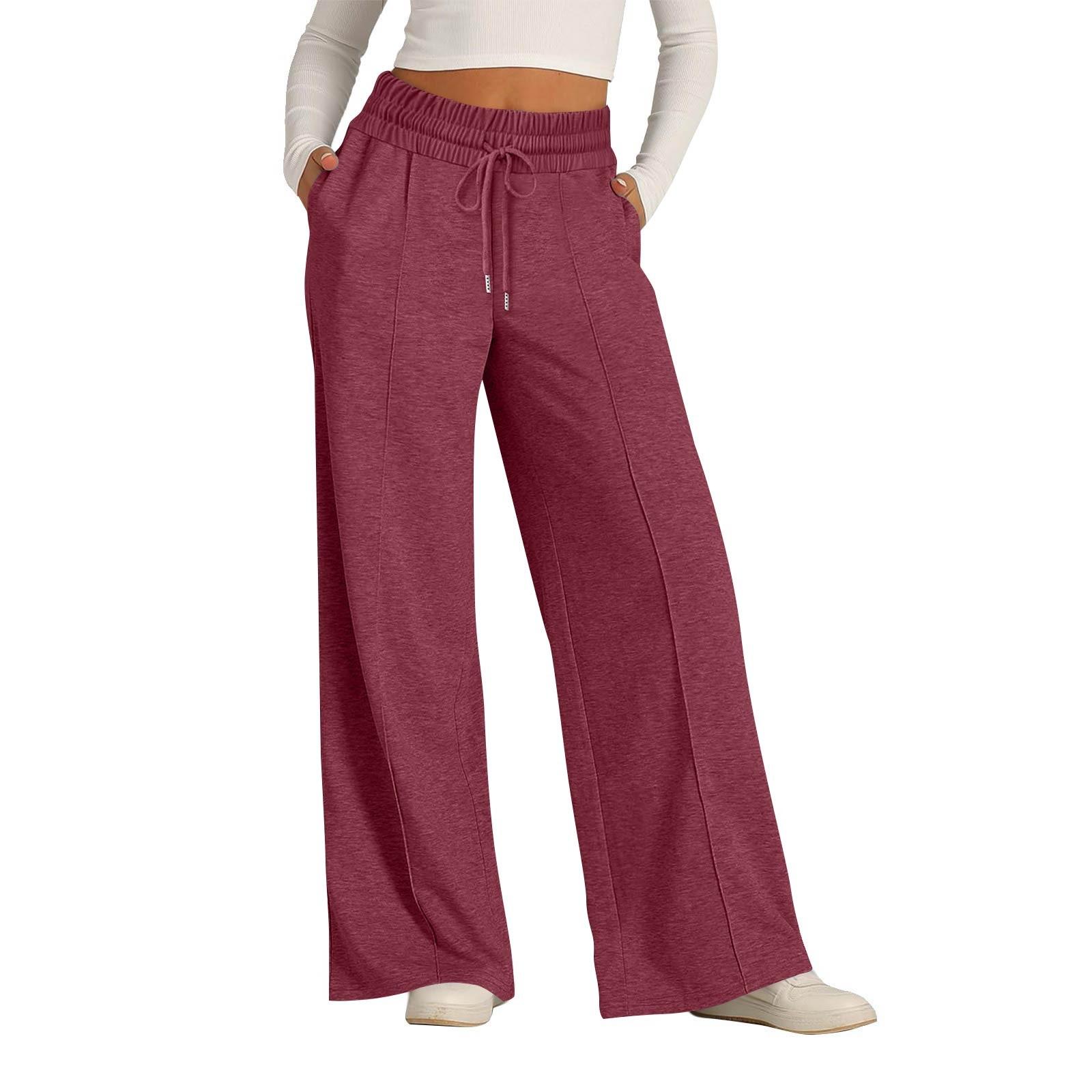 

Женские брюки Модные повседневные брюки Однотонные брюки на кулиске с высокой талией и карманами S