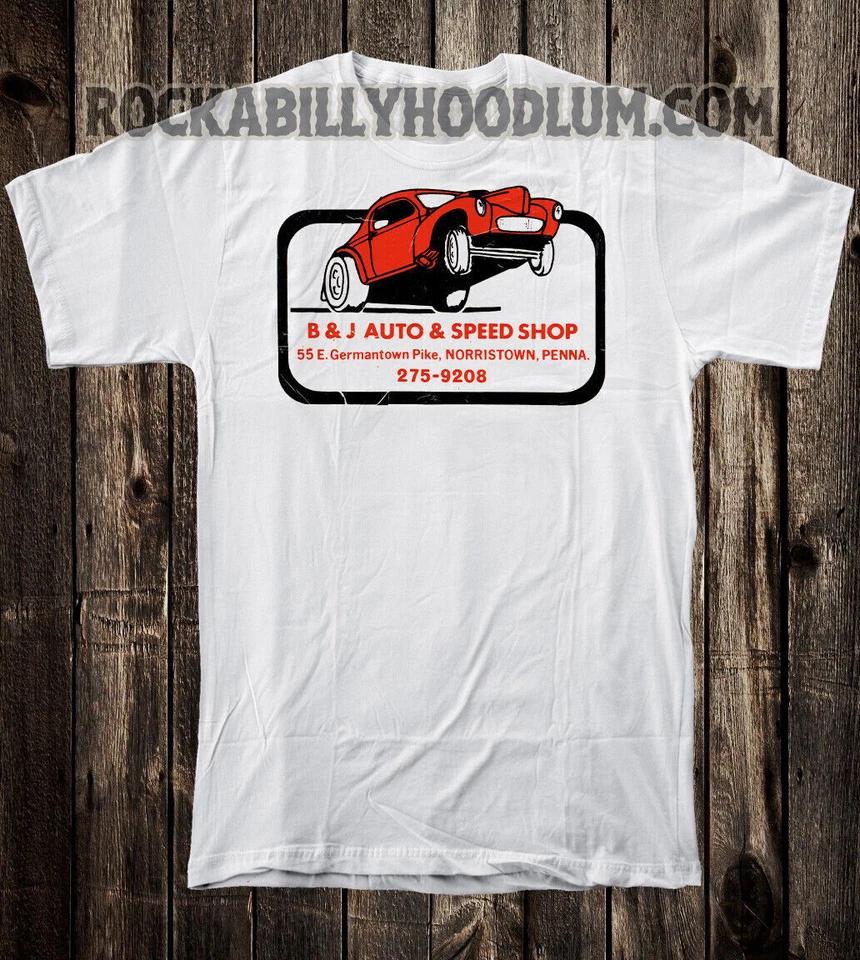 

Retro Hot Rod T Shirt Tee Drag Race Racing BJ B&J Auto Speed Shop Norristown PA 3XL