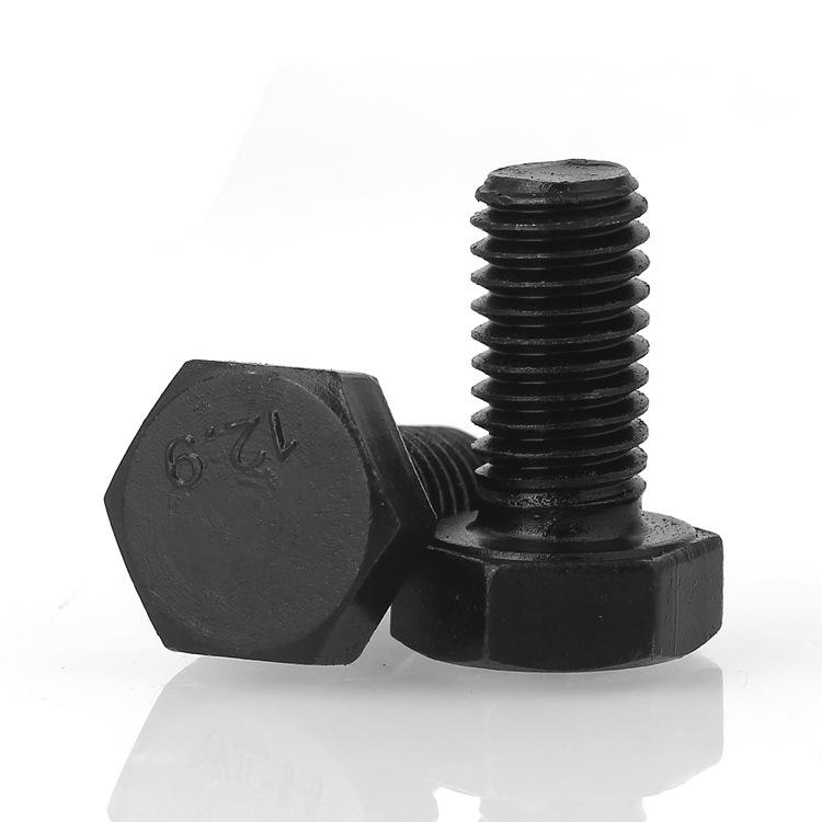 Class 12.9 High-Strength Blackened Hex Screw, Full/Half Thread, Sizes M22-M30
