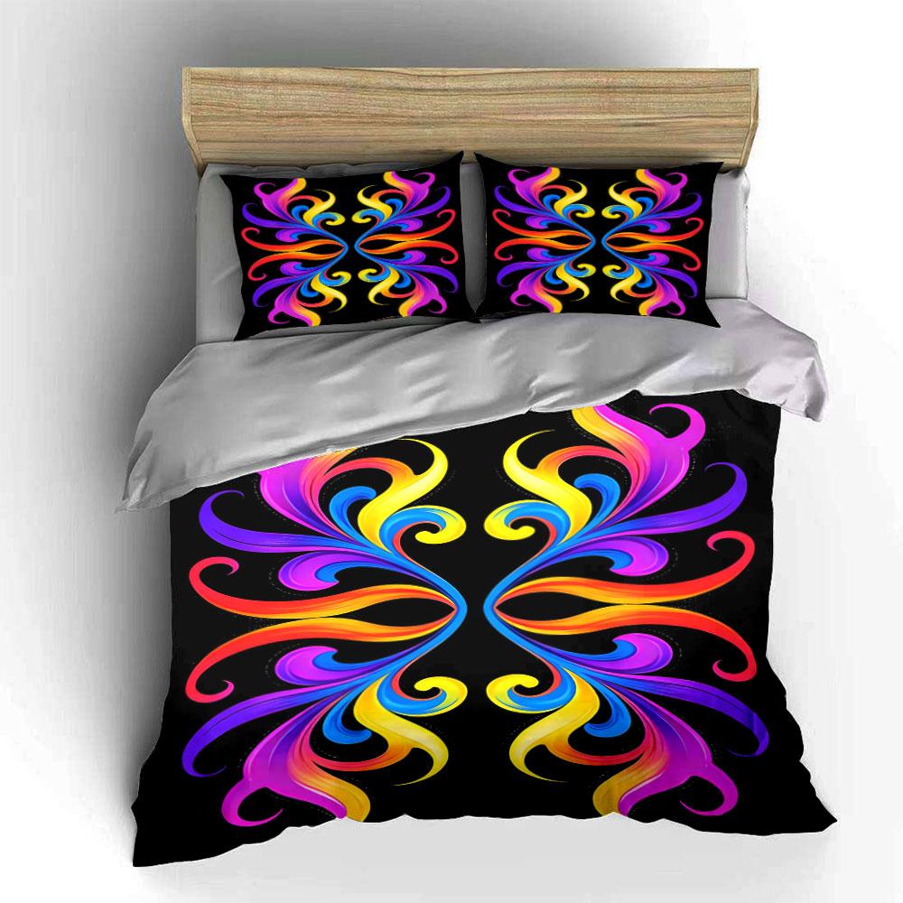 Colorful Swirling Flame Motifs. Bedding Sets Duvet Cover Sets Duvet Covers Pillowcases(1 * Duvet Cover 2 * Pillowcases Without Duvet Insert)