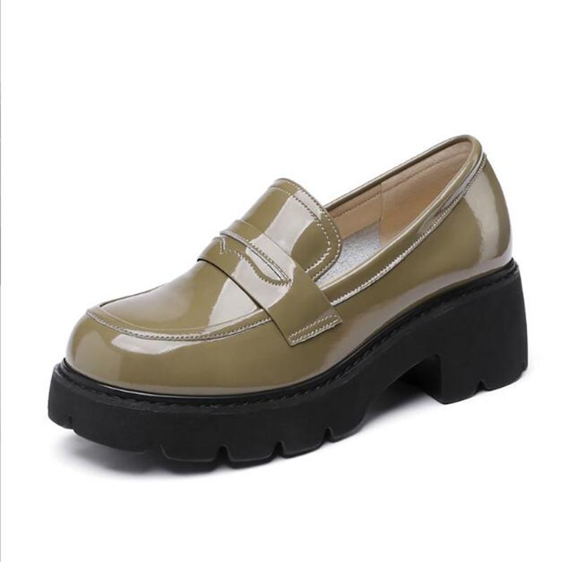 Plus Size 32-43 Loafers Shoes Women Genuine Leather 2024 Spring Platform Women Shoes British Style Fashion School Shoes Women