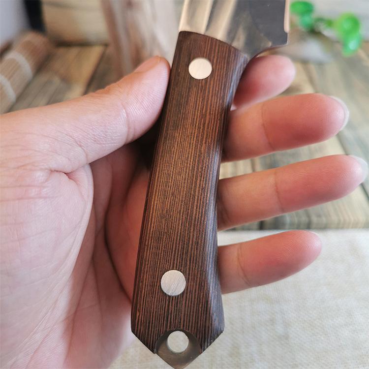 Couteau de cuisine en acier inoxydable avec manche en bois, avec couvercle, couteaux de Chef, couteau d'office, couteau à viande et à fruits, coupe-cuisson
