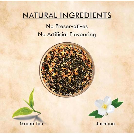 Octavius | Jasmine Green Tea - 100 Gm (50 Cups) | 100% Natural Ingredients | Loose Leaf | Jasmine Flower | Antioxident-Rich | 100 Gm Box