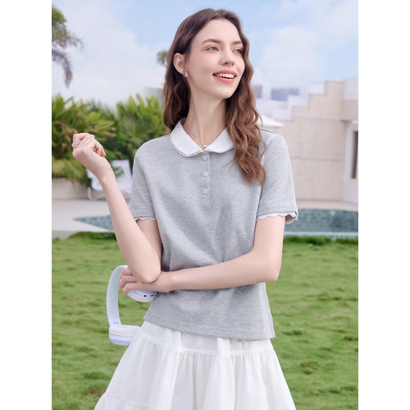 BETU Women's Sweet Lace Trim Short Sleeve T-Shirt