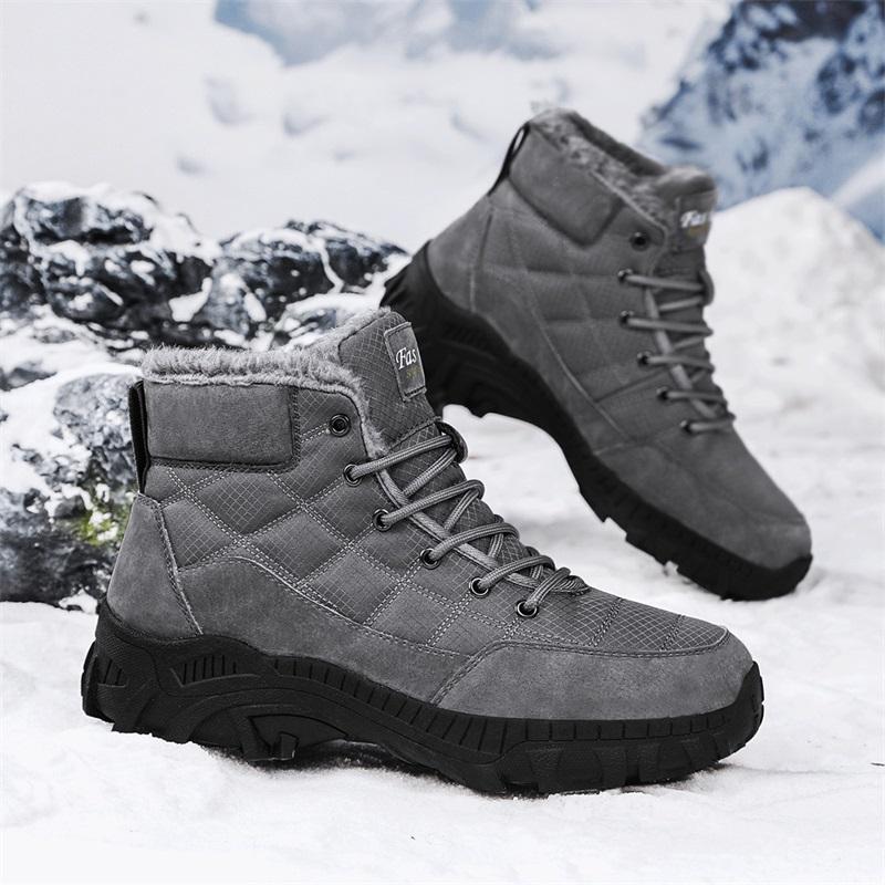 Winter Men Boots lace up Casual Warm Ankle Boots Shoes Man Sneakers Winter Plush Fur Man Footwear Snow Boots big size 48