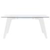 Table de salle à manger blanc transparent verre bois mdf 160 x 90 x 75 cm