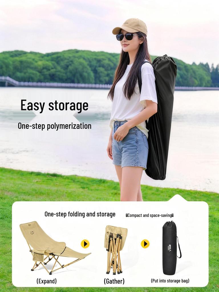 Portable Adjustable Outdoor Moon Chair: Folding Recliner for Camping, Beach, Fishing, and Picnics