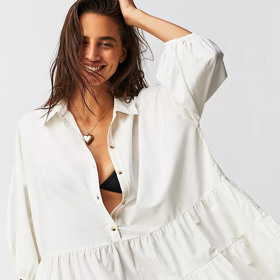 2026 autumn clothing new, European and American women s clothing, solid color medium sleeves, lapels, dresses, shirts S