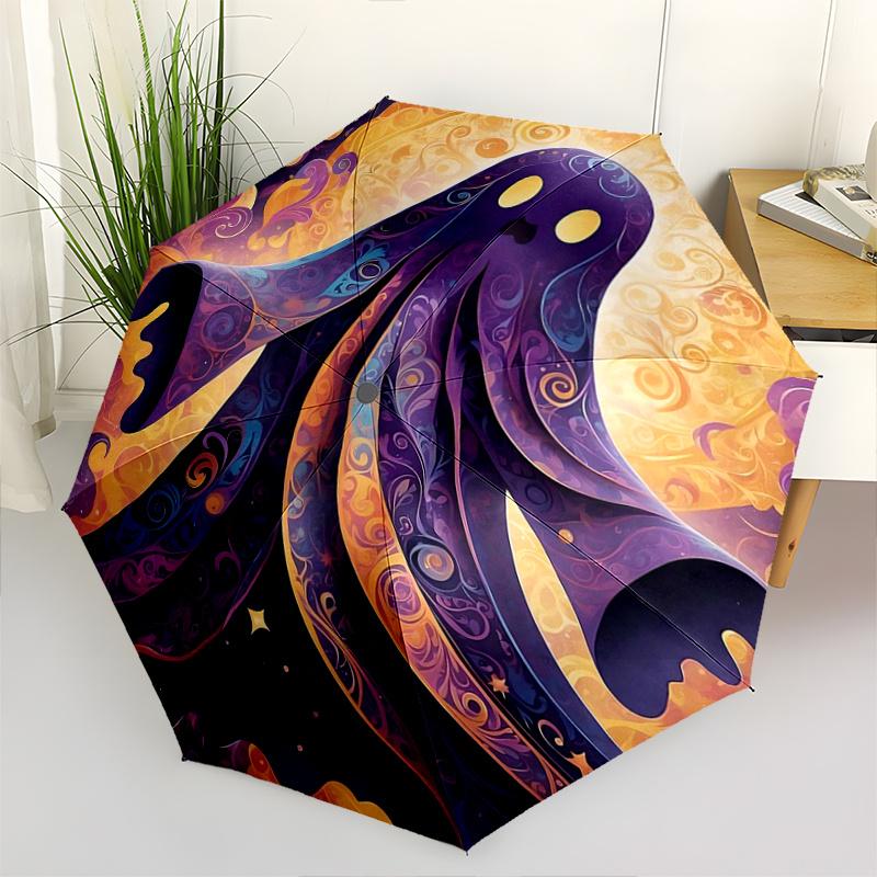 

1pc Ghost Image Cartoon Umbrella, Portable 3-Fold Compact Umbrella, Suitable for Camping, Hiking and Travel, Ideal Easter Birthday Gift for Family and