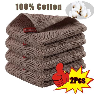 2/4/6pcs Cotton Towel Soft Absorbent Dishcloths Kitchen Dish Rags Breathable Face Wash Towel Household Cleaning Cloth