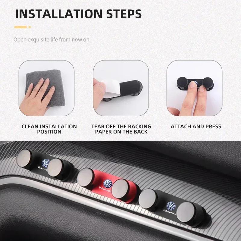 2026 Hot Valve Stems Caps Car Sticker For VW Volkswagen Jetta MK5 Golf Multifunctional Car Double Hook Charger Cable Line Organizer For V