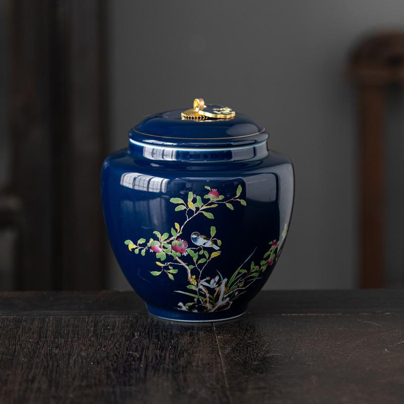 

Синий и белый керамический чайник, коробка для хранения чайных пакетиков, герметичный резервуар для хранения чая 550 мл, аксессуары для украшения гостиной дома