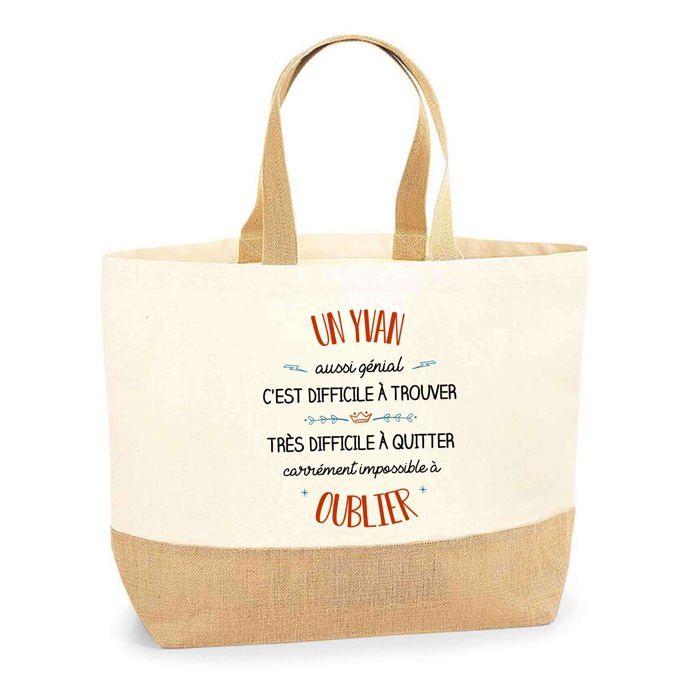 Tote bag - PLANETEE - Un Yvan aussi génial - Personnalisé (prénom) - Jute naturel - Fabriqué en France