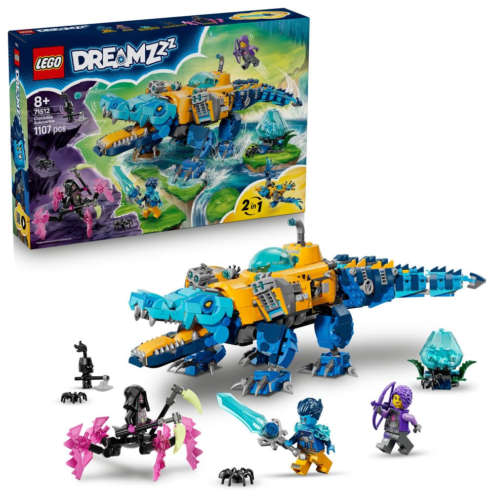 

Игрушка LEGO Dreams Подводная лодка-крокодил, Подарок на день рождения, Строительные блоки, для мальчиков и девочек, возрастом 8, 9 и 10 лет, Учеников начальной школы, Транспортное средство, Корабль,