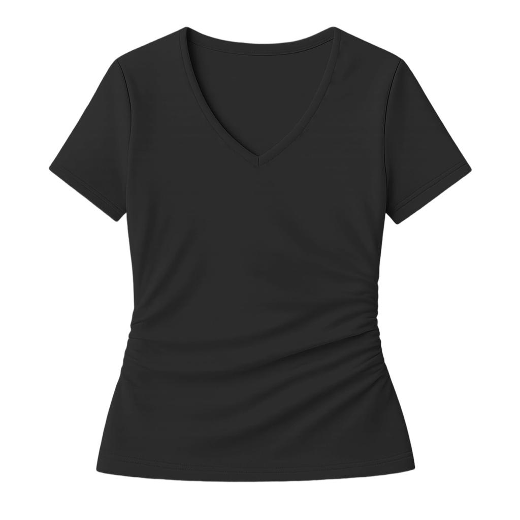 Women's Stretch V-neck Slim Fit Casual Basic Top