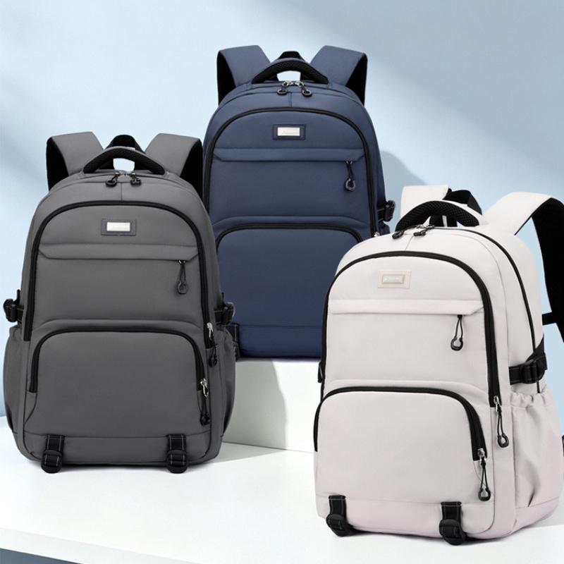 Spring New Solid Color Business Computer Bag Large Capacity Men's Backpack Casual Multi-pocket Outdoor Backpack Lightweight Burden Reducing School Bag