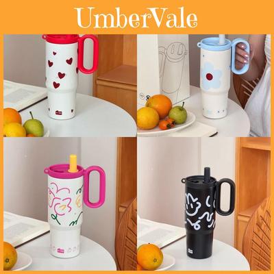Car Cup Stainless Steel Insulated Travel Mug With Handle And Straw