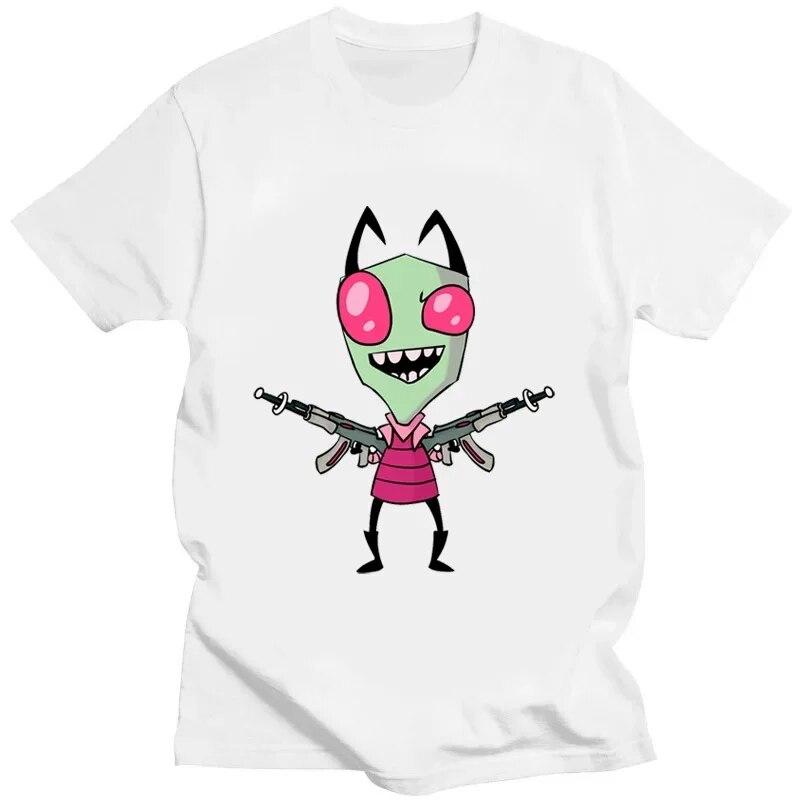 Kawaii Invader Zim Graphic TShirt Happy Hug Ready Zim Image Cute Cartoon T Shirt Unisex Women Retro T Shirt Oversized T Shirt