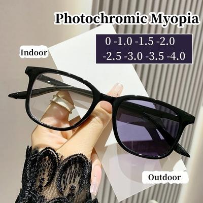 Minus dioptrii fotochromowe okulary przeciwsłoneczne damskie modne okulary dla osób z krótkowzrocznością Retro okulary zmieniające kolor