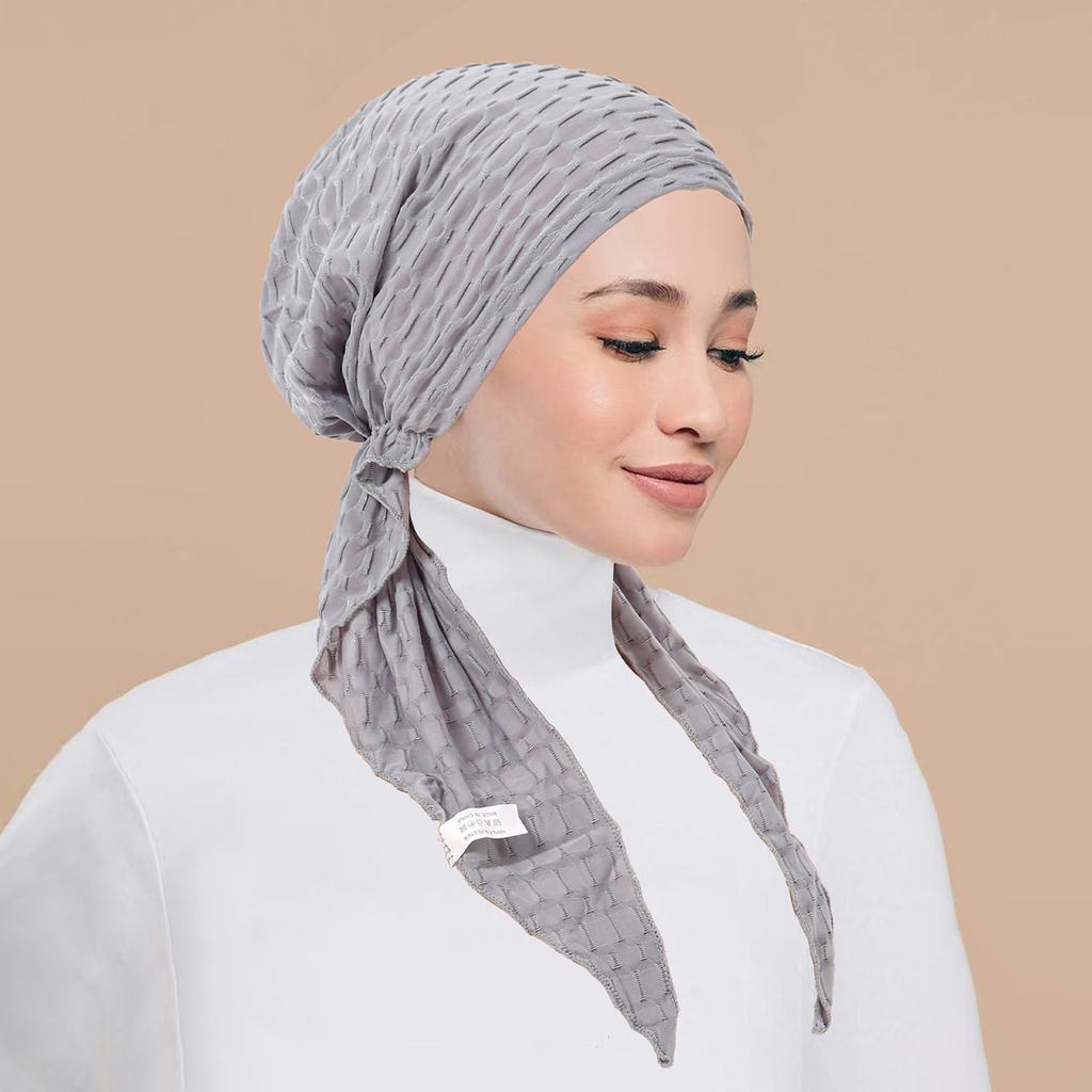 New Muslim Inner Hijab Turban Women Pre-Tied Cap Long Tail Headscarf Wrap Beanies Bonnet Head Scarf Stretch Headwear Ninja Hat
