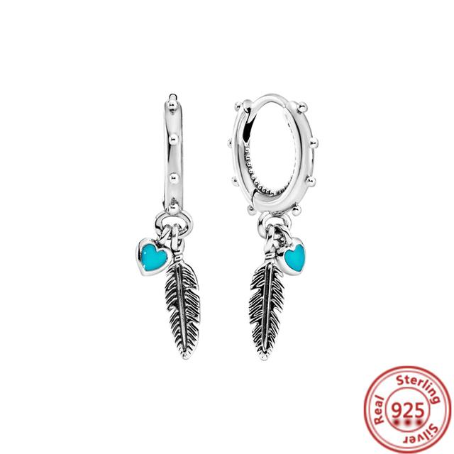 New 100% 925 Sterling Silver Pavé Round Butterfly Leaves Pine Cones Sparkling Openwork  Earrings Women Jewelry Gifts
