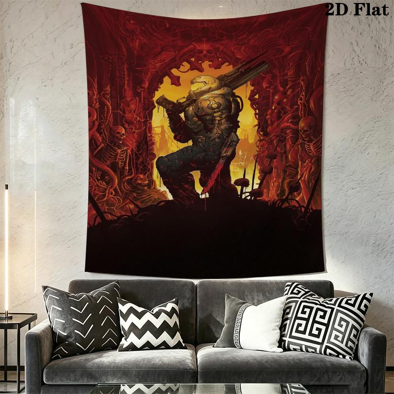 DOOM The Dark Ages Arazzo da Parete Appeso Estetico a Parete Coperta in Tessuto Stampato Arazzi Decorativi per Camera da Letto Soggiorno Decorazioni per la Casa