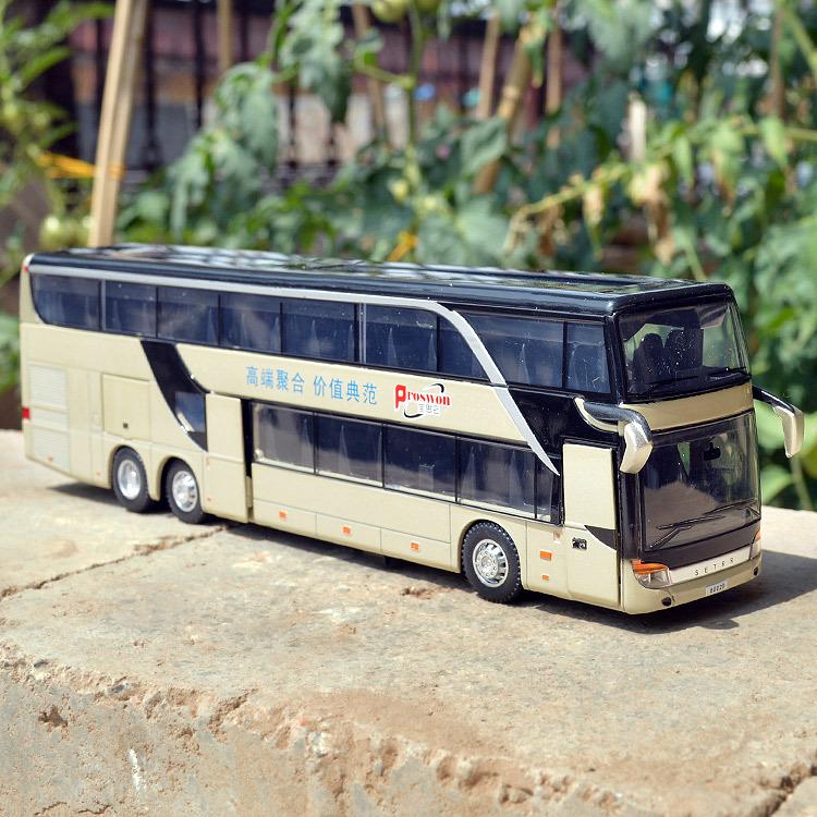 1:50 Alloy Bus Toy Double Decker Bus Model Simulation Children's Car Sightseeing Bus Toy Car Gift
