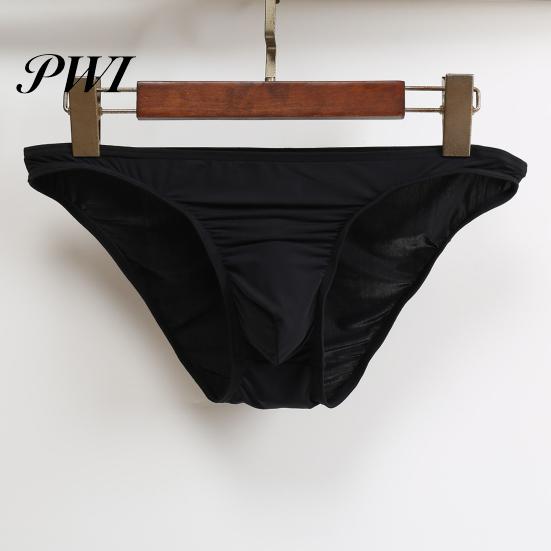 Solid Color Briefs Men Summer 3D U-convex Low-rise Underwear Thin Panties Three-dimensional Pouch Moisture-wicking