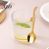 Kitchen Dining Accessory Tulip Shaped Stainless Steel Spoon, Long Handle Coffee Ice Cream Scoop Dessert Serving Spoon with Hanging Hook, Flatware