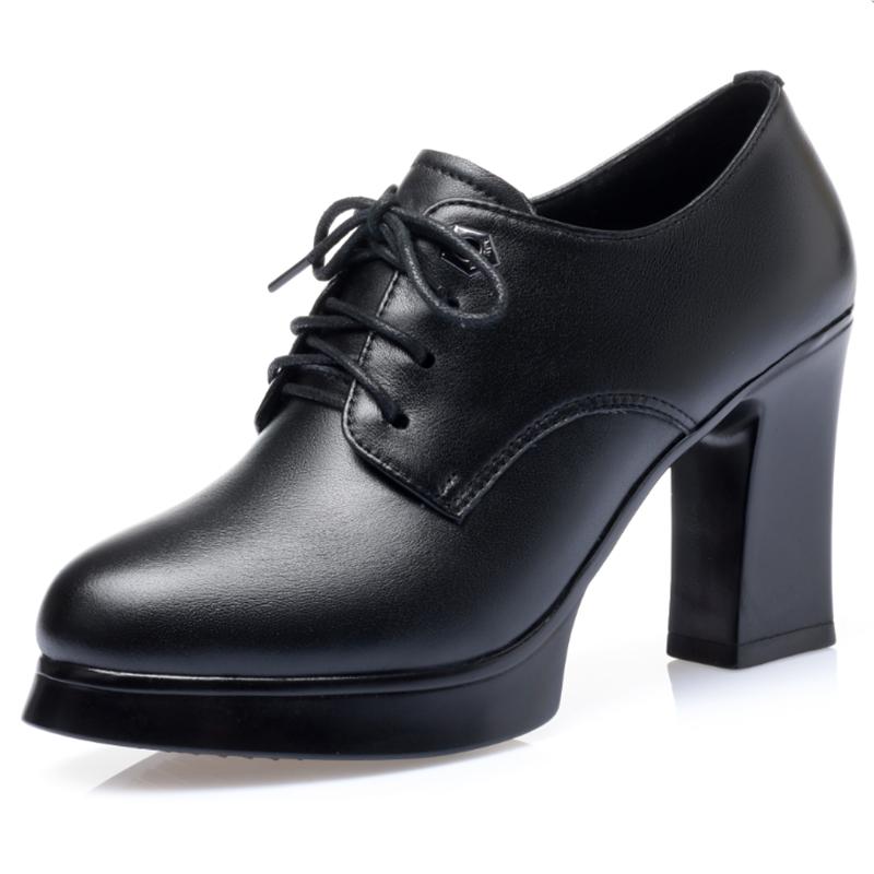 

Модная женская весенняя обувь AIYUQI на высоком каблуке 2024 Новая женская обувь из натуральной кожи Туфли-лодочки на толстом каблуке и платформе Модная обувь для платья Женская 41 чёрный