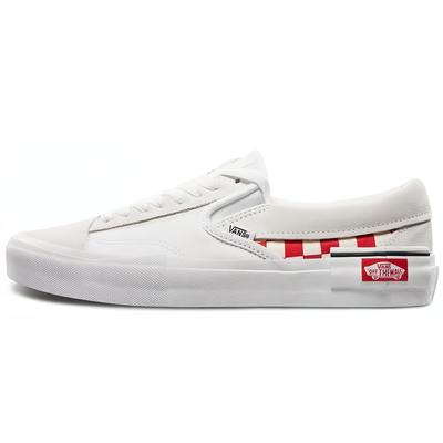 Slip-On Cap Low Top Skate Shoes Unisex Red Grid White Men's VN0A3WM5TLJ
