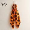 Soft Hair Scrunchie Halloween Satin Scrunchies for Women, Funny Pumpkin Printed Elastic Ties, Tie Ponytail Holders, Decorative Accessories Daily Wear