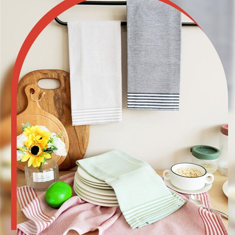 1Pc 45x65cm Nordic Simple Style Cotton Striped Table Napkin Kitchen Tea Towel Scouring Pad Dishwashing Cloth