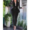 Elegante Completo Due Pezzi Donna Completi da Ufficio Primavera Autunno Manica in Pizzo Cappotto Slim Top + Pantaloni a Matita Set Moda Femminile Set Due Pezzi