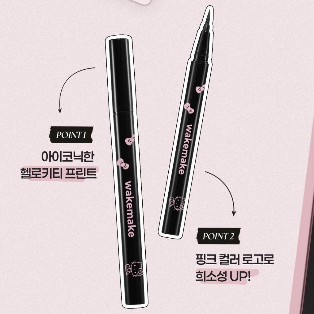 [Hello Kitty Black Edition / 1+1 Set] WAKEMAKE Strong Fix Pen Eyeliner 03 Dunkelbraun
